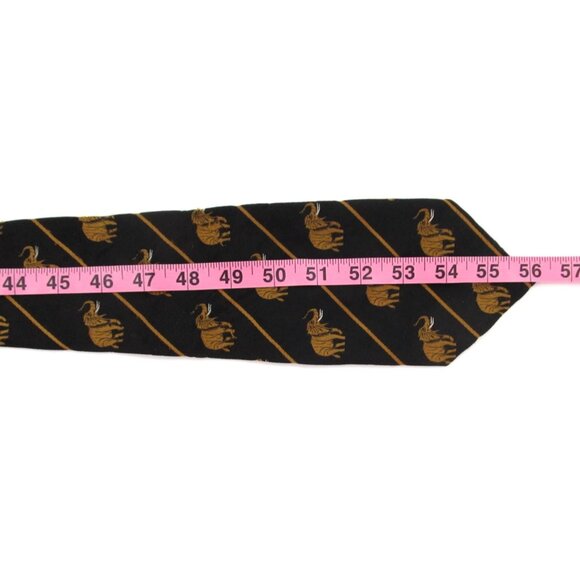 Vintage Wildlife Wide Tie Lot Trevira Elephant Silk Italian Animals Gold Navy - Picture 12 of 16